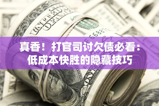 武汉真香！打官司讨欠债必看：低成本快胜的隐藏技巧