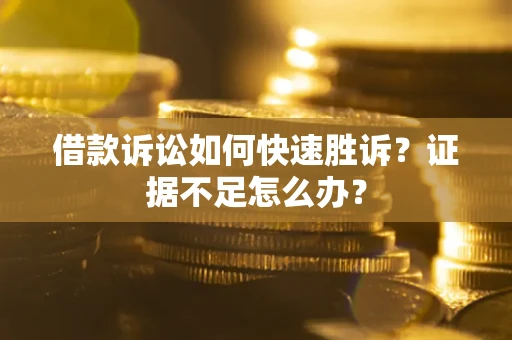 武汉借款诉讼如何快速胜诉？证据不足怎么办？